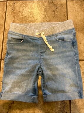 wonder nation Light Blue Knit-Waist Denim-Look Shorts